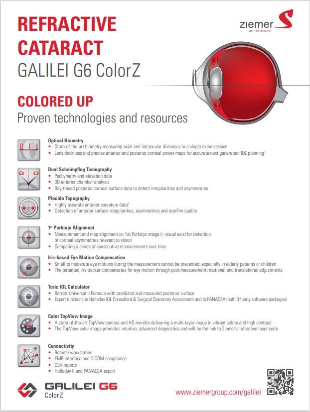 REFRACTIVE CATARACT GALILEI G6 ColorZ  COLORED UP Proven technologies and resources.